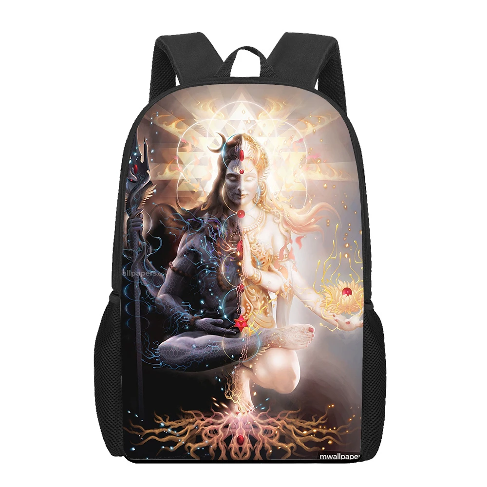 Shiva Religion Printed Woman Men Backpack Boys Girls Casual Storage Backpacks Kids Book Bags Teenager Shoulder Travel Rucksack