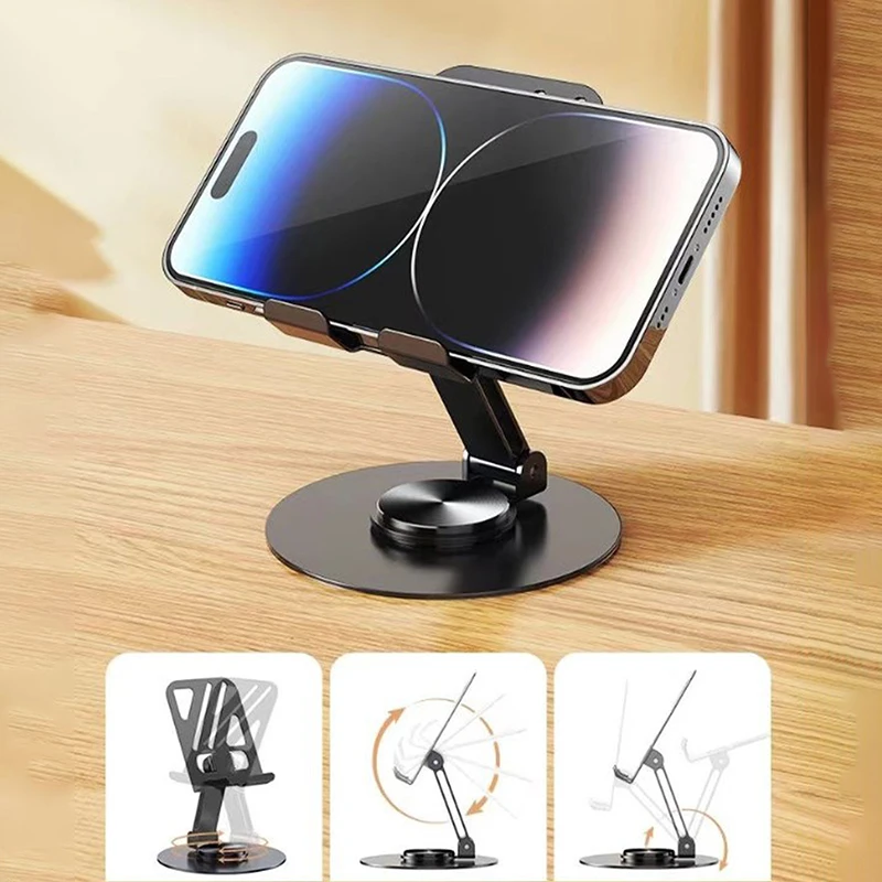 Metal 360 Rotate Mobile Phone Holder Adjustable Flexible Folding Mobile Phone Stand Mount Desktop Tablet Stand