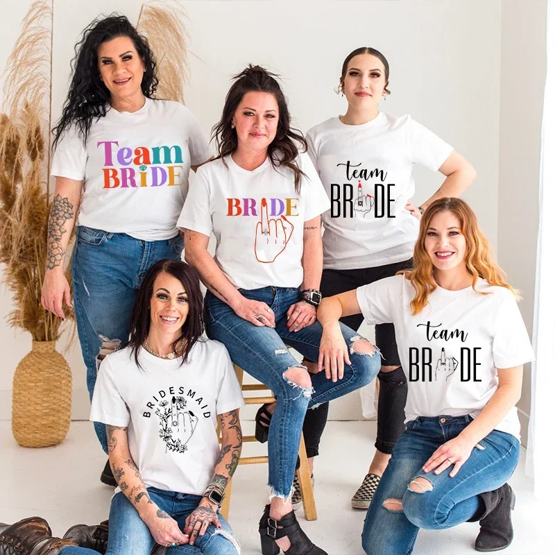 

Team Bride Tees Girls Bachelorette Shirt Woman Single Farewell Tops Evjf Future Bride T-shirt Ring Finger Bridal Wedding Blouse