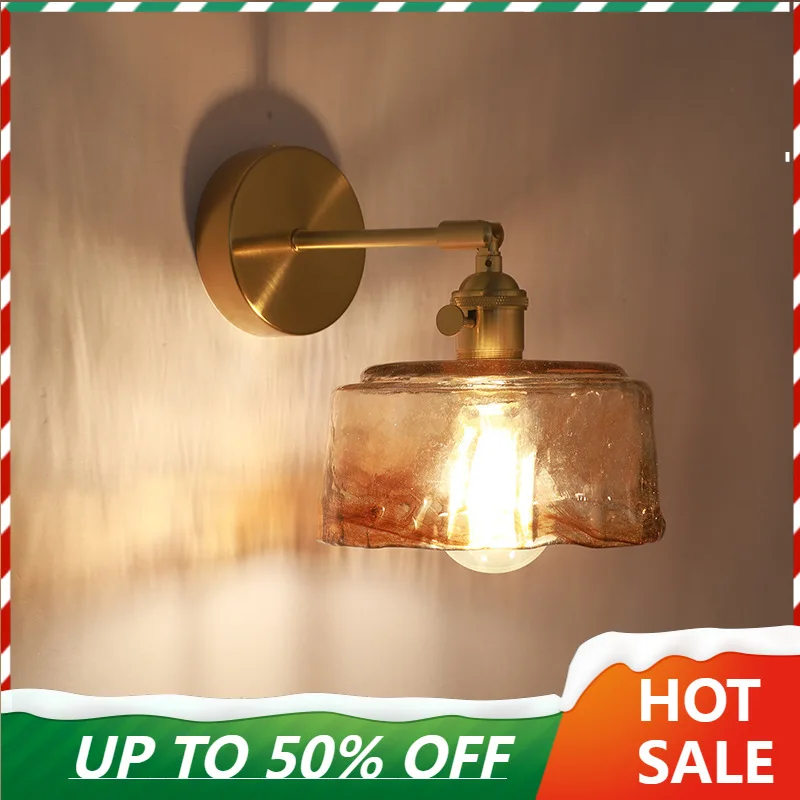 

Amber Vintage LED Wall Light Fixture Reading Restaurant Dining Room Up Down Rotate Pull Chain Switch Bedroom Bedside Lamp