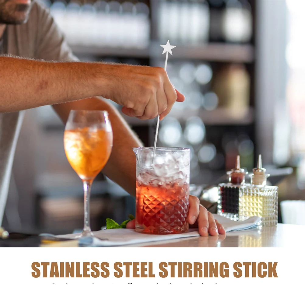 

4pcs Stainless Steel Stirring Rods Reusable Drink Stirrers For Coffee Cocktails Beverages Bar Tools Party Wedding Gift Large