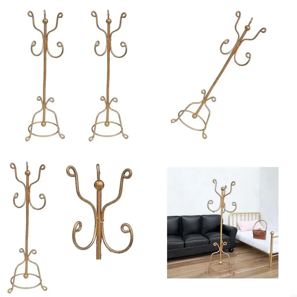 

Антикварная кукольная вешалка для одежды высотой 5 см, железная конструкция, вешалка для одежды для миниатюрной спальни 1/12,