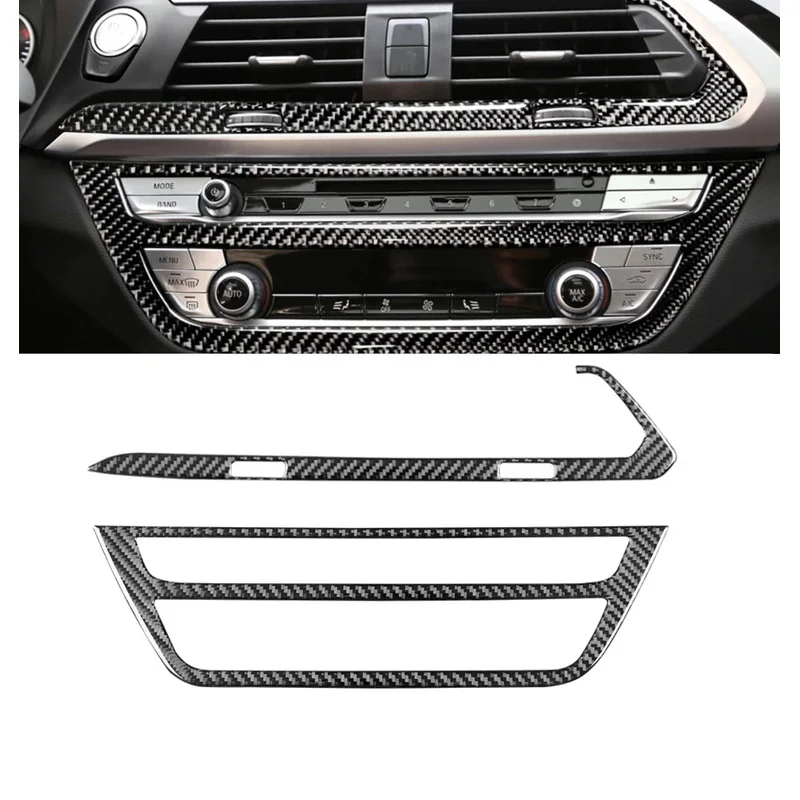 Carbon Fiber Car Central Control CD Panel Suite Stickers Decoration For BMW X3 G01 G08 X4 G02 Car Interior Modified Accessories