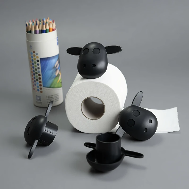 1PC Porte-papier toilette en forme de mouton noir, support vertical pour rouleau de papier, rangement pour salle de bain, décoration intérieure