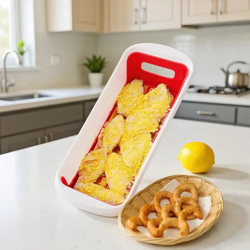 Batter Fish Breader Shaker Bowl With Breading Shaker Tray With Lids Shaker For Frying Chicken Wings Fish Onion Rings Veggies
