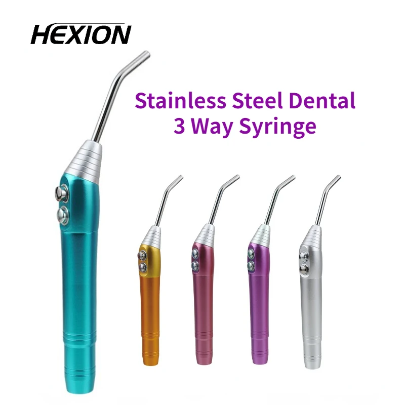 Dental 3 Way Air Water Syringe Gun Spray Handpiece With 2 Nozzles Tips For Dentistry Lab Clinic