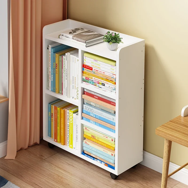 

Children's Bookcase Multilayer Cabinet Mobile Bookshelf Household Book Storage Cabinet All-in-One Simple Wheeled Floor Shelf