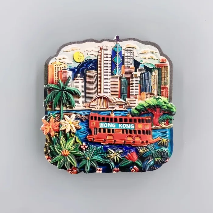 Hong Kong landmark Victoria Harbour landscape decoration tourist souvenir magnet refrigerator sticker accompanied by hand gift