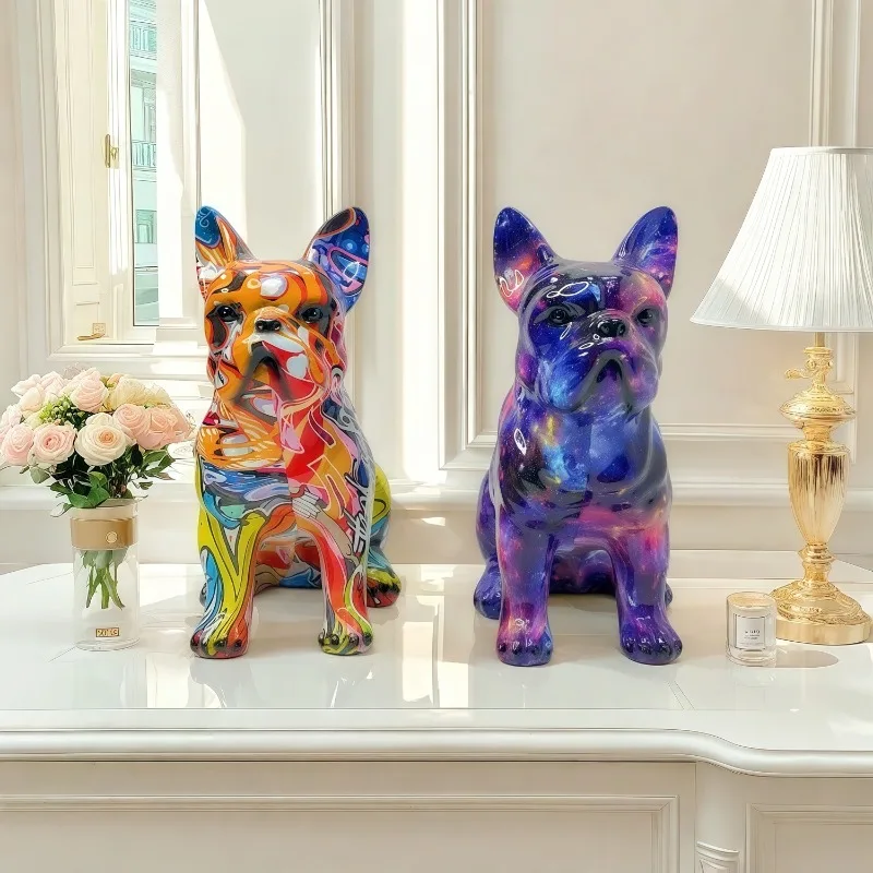 

European Creative French Bulldog Ornament stylish resin craft decor for home office entryway and wine cabinet home artdecoration