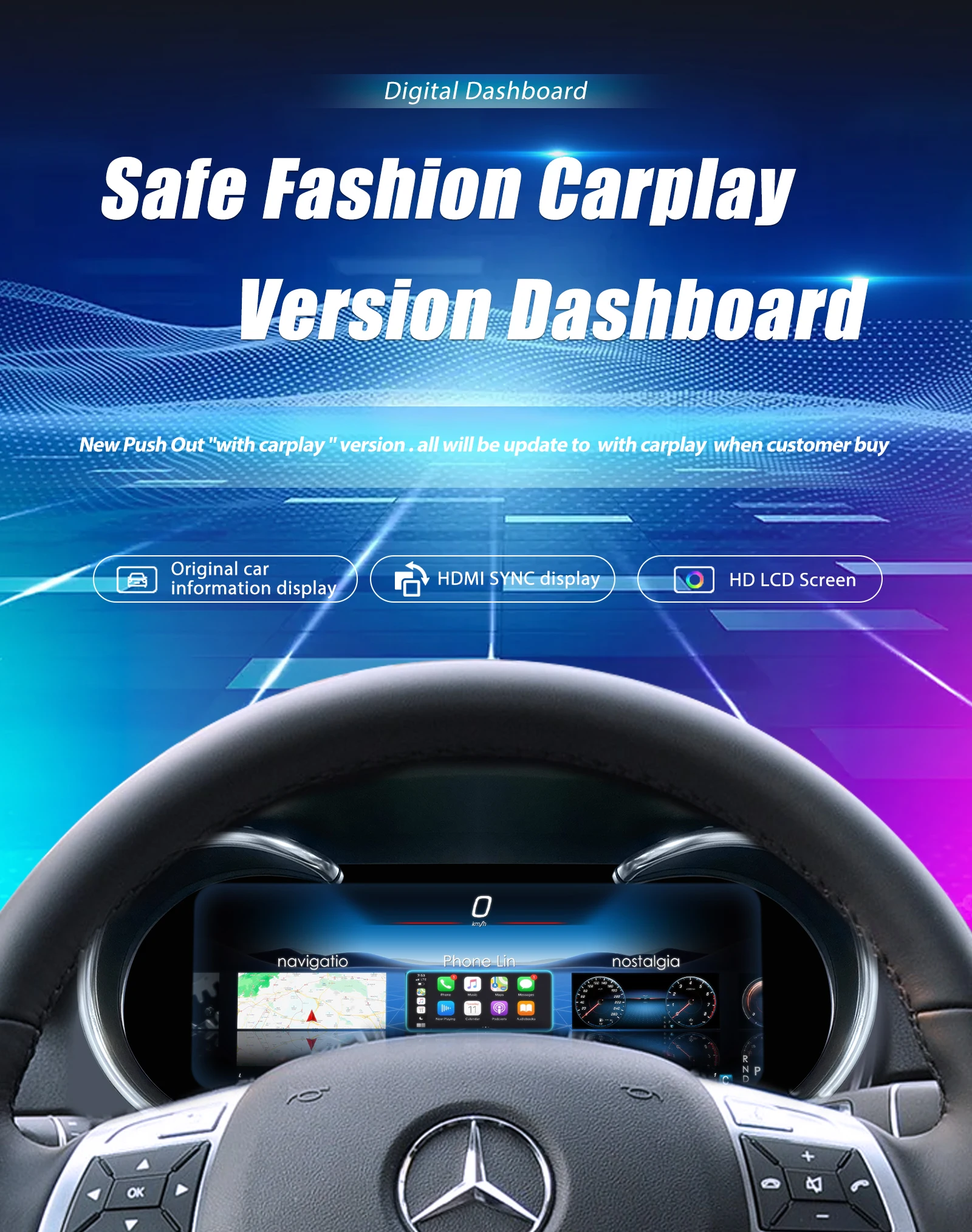 12,3 LCD Digital Cluster Für Mercedes Benz C/GLC W205/W253 2015-2020 Jahre Auto Instrument Panel Cockpit Speedme Dashboard – Detail 3