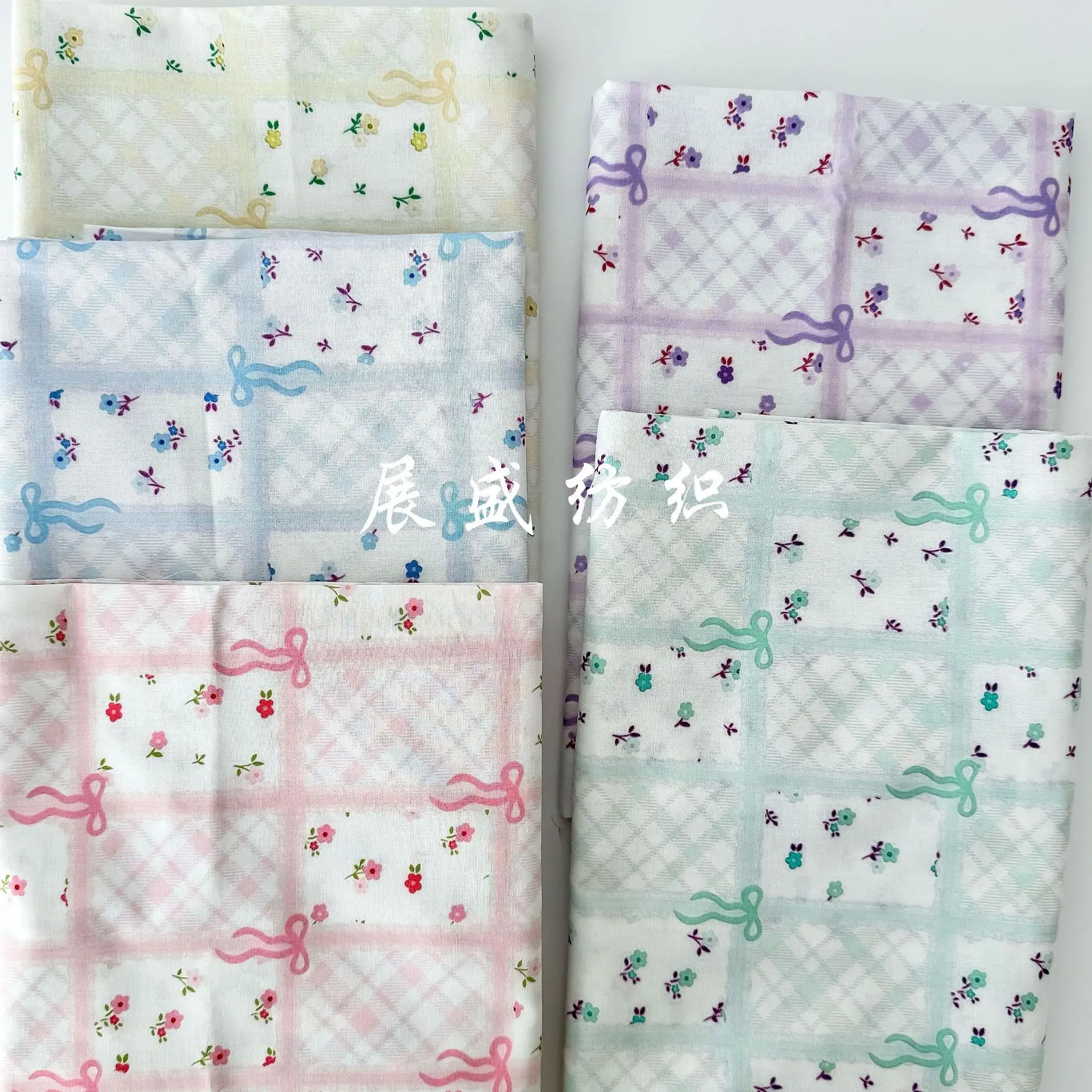 140x50 سنتيمتر نسيج القطن المطبوع للربيع والصيف الأرجواني الأزهار ، منقوشة وعقدة الفراشة ، فساتين الأطفال الخياطة القماش