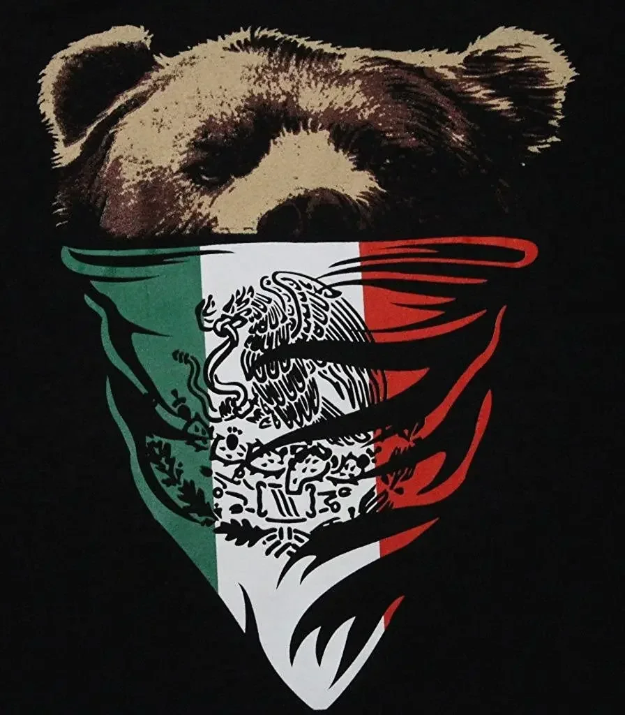 Fashion Design Mexican Flag Bandana Bear T-Shirt. Summer Cotton Short Sleeve O-Neck Mens T Shirt New S-3XL