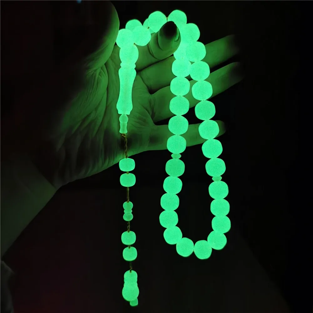 

muslim rosary tasbeeh misbaha Glow in Dark 12*12mm Resin Amber Rosary Beads 33 Islamic Prayer Tesbih