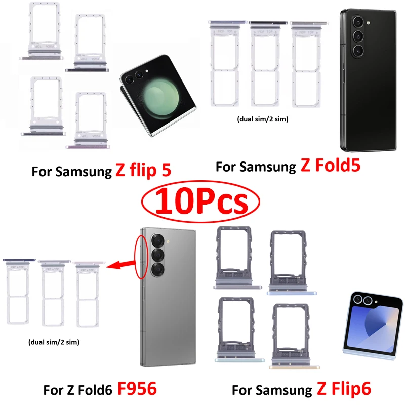 10 шт. лоток для SIM-карты для Samsung Galaxy Z Flip Flip5 Flip6, держатель для SIM-карты для телефона Z Fold 5 6 Fold5 Fold6