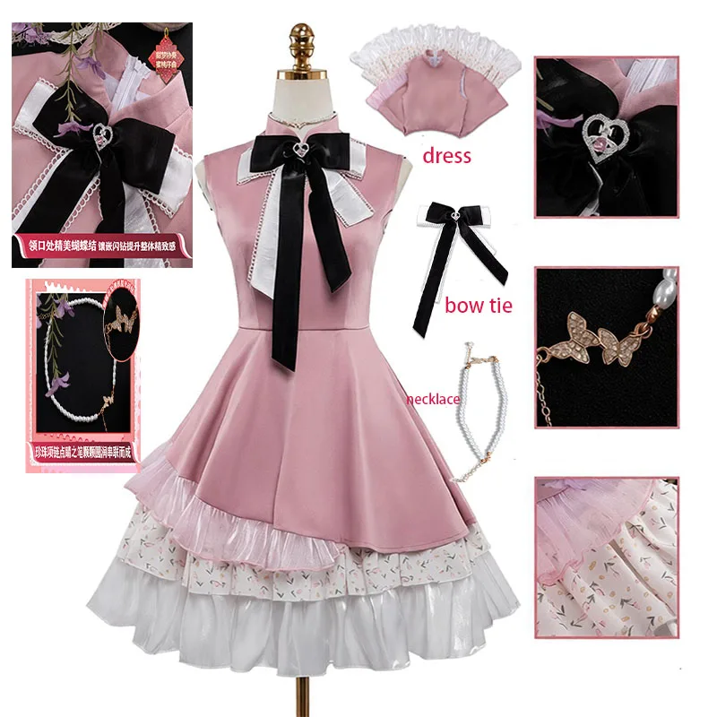 WHH Game  ‌LOVE DeepSPACE Female Lead‌ Cosplay Costume Sweet PINk Dress cute Women Full Set Halloween Party Role Play Suit