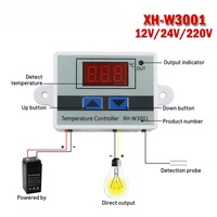 12V/ 24V/ 110V /220V W3001 Digital LED Temperature Controller 10A Thermostat Control Switch Probe XH-W3001