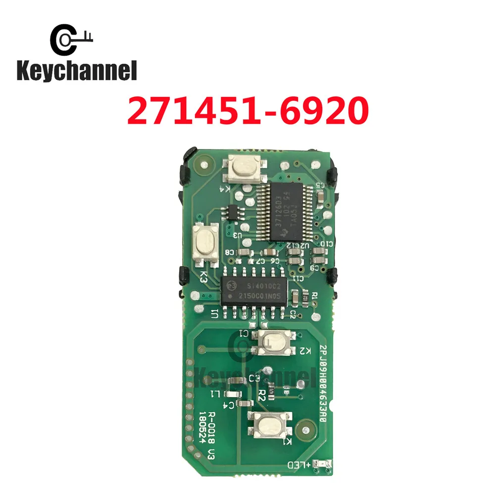 Keychannel 1PCS 3 Button 71 Chip Car Proximity Fob FSK 433Mhz Smart Key FCCID 271451-6920 Keylessgo Card for Toyota 86 Subaru