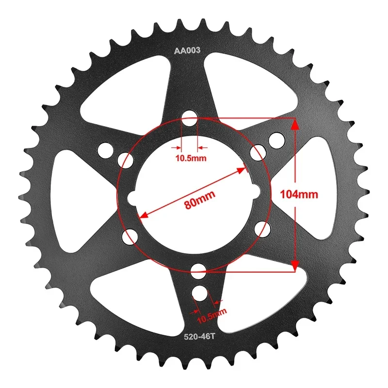 520 43/46 T Sprocket For Kawasaki GPZ ZXR 400 ZX 600 636 750 ZR 800 EL450 CX EX Z 500 GPZ550 ZX-6R/10R CF Moto CF 400 650 NK GT