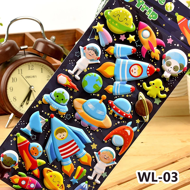 1Sheet Cartoon Space Universe Alien Three-dimensional Bubble Stickers Children Toy Puzzle Early Education Reward Foam Stickers