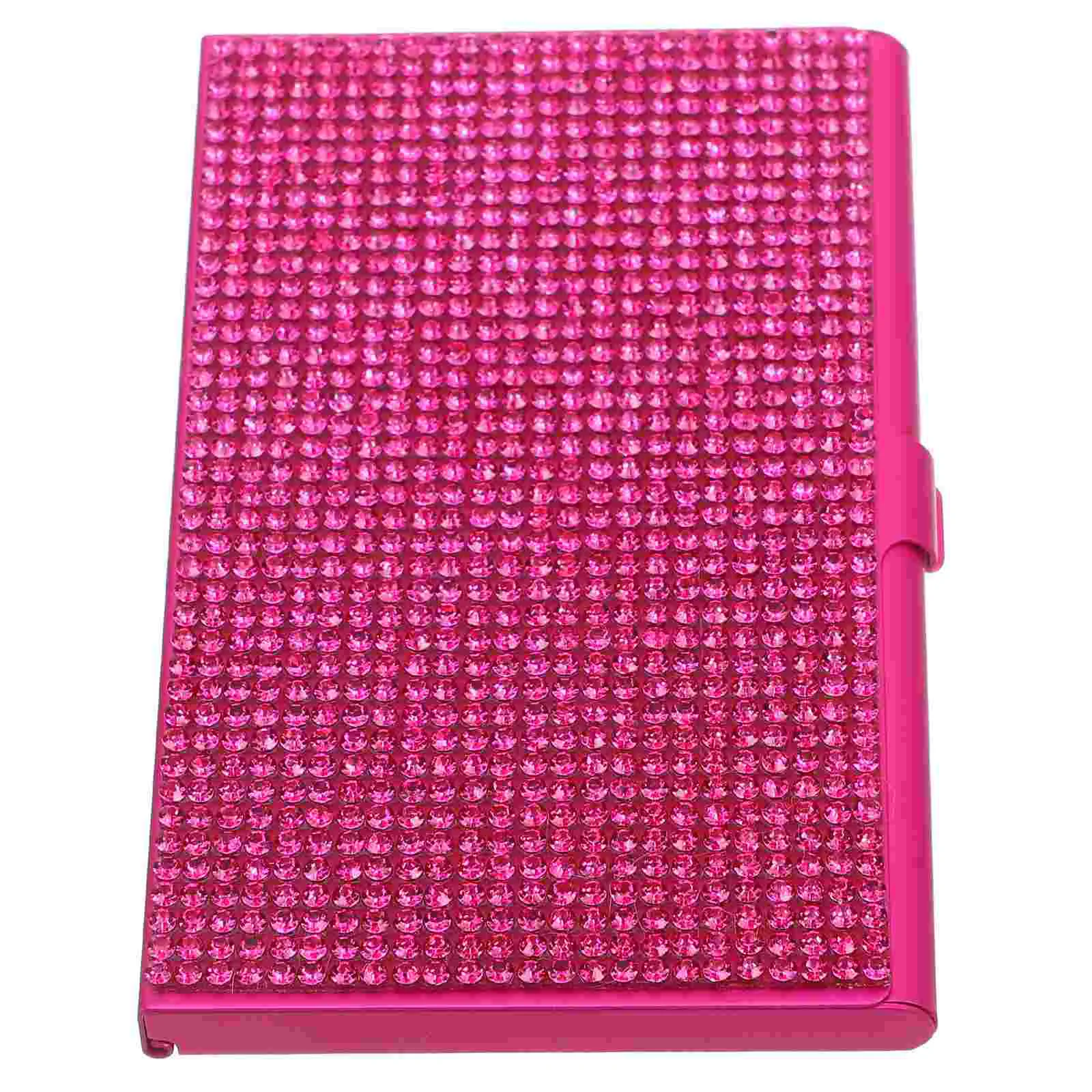 

Metal Business Card Case Holders for Women Pocket Cards Bling Rhinestone Paste Drill