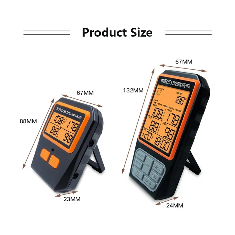 4 Probes Backlight LCD Display 100M Wireless Range Digital Kitchen Cooking BBQ Oven Meat Thermometer With Alarm Easy Install