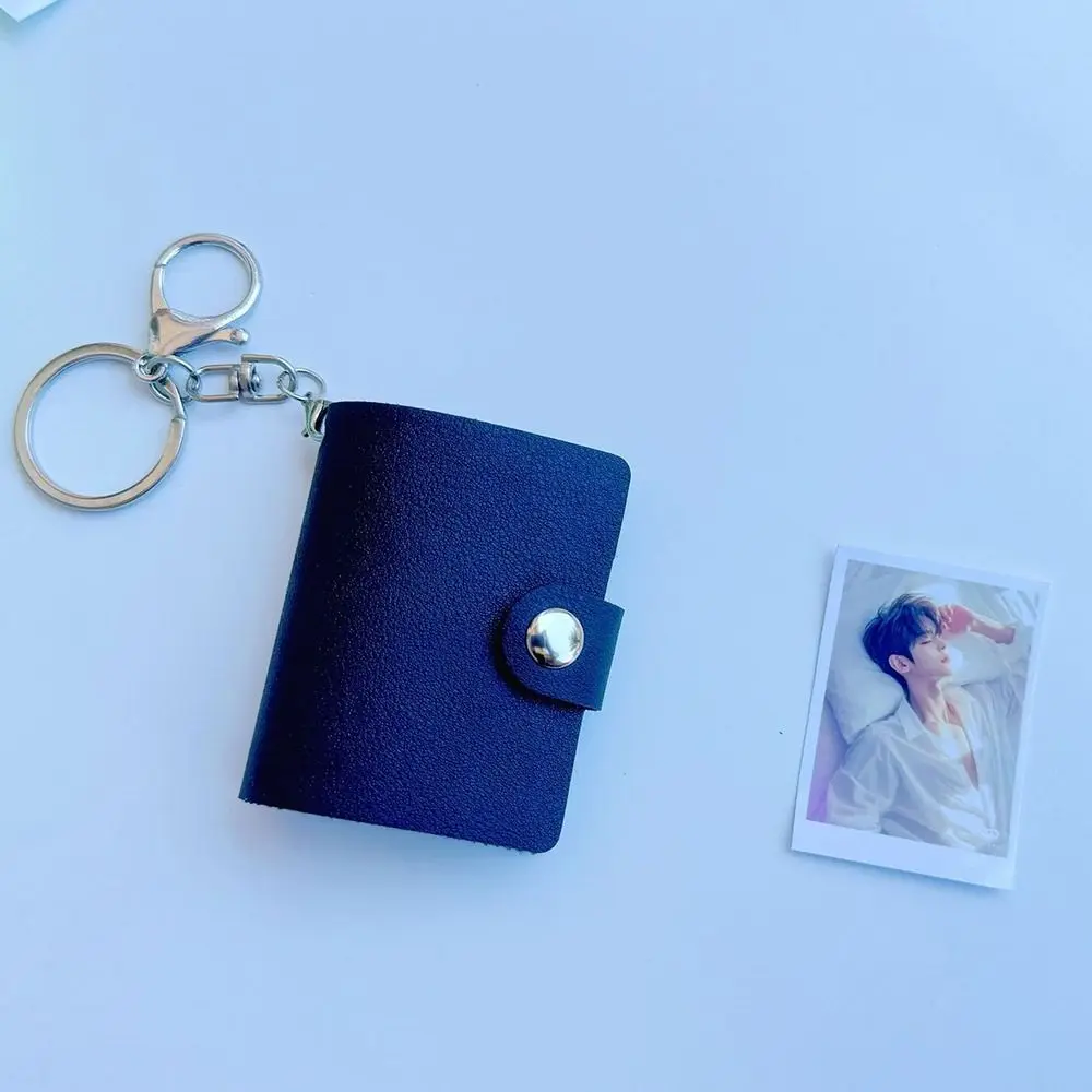 Mini 2 Inch Mini Photo Album 20 Pockets with Keychain Backpack Keyring Snap Button Design Name Card Book