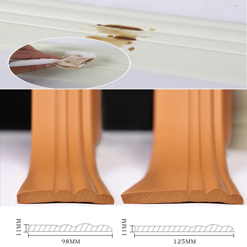 12.5x500cm 3D Self Adhesive Foam Line Skirting Wall Edge Strip Waterproof Baseboard Corner Waist Line Sticker Wall Stickers Trim