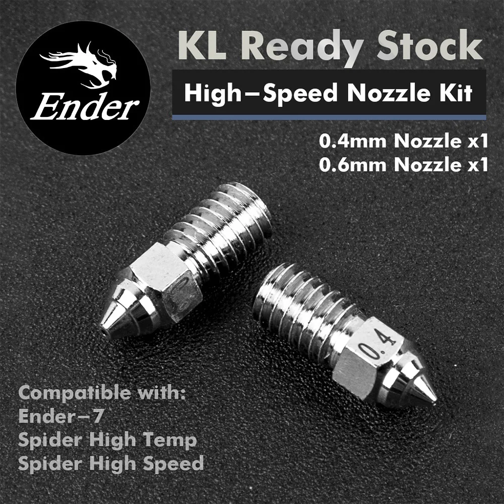 Kit de boquillas de alta velocidad Ender, 2 piezas, 0,4/0,6 mm, para impresoras FDM equipadas con Spider Hotend de alta temperatura y alta velocidad