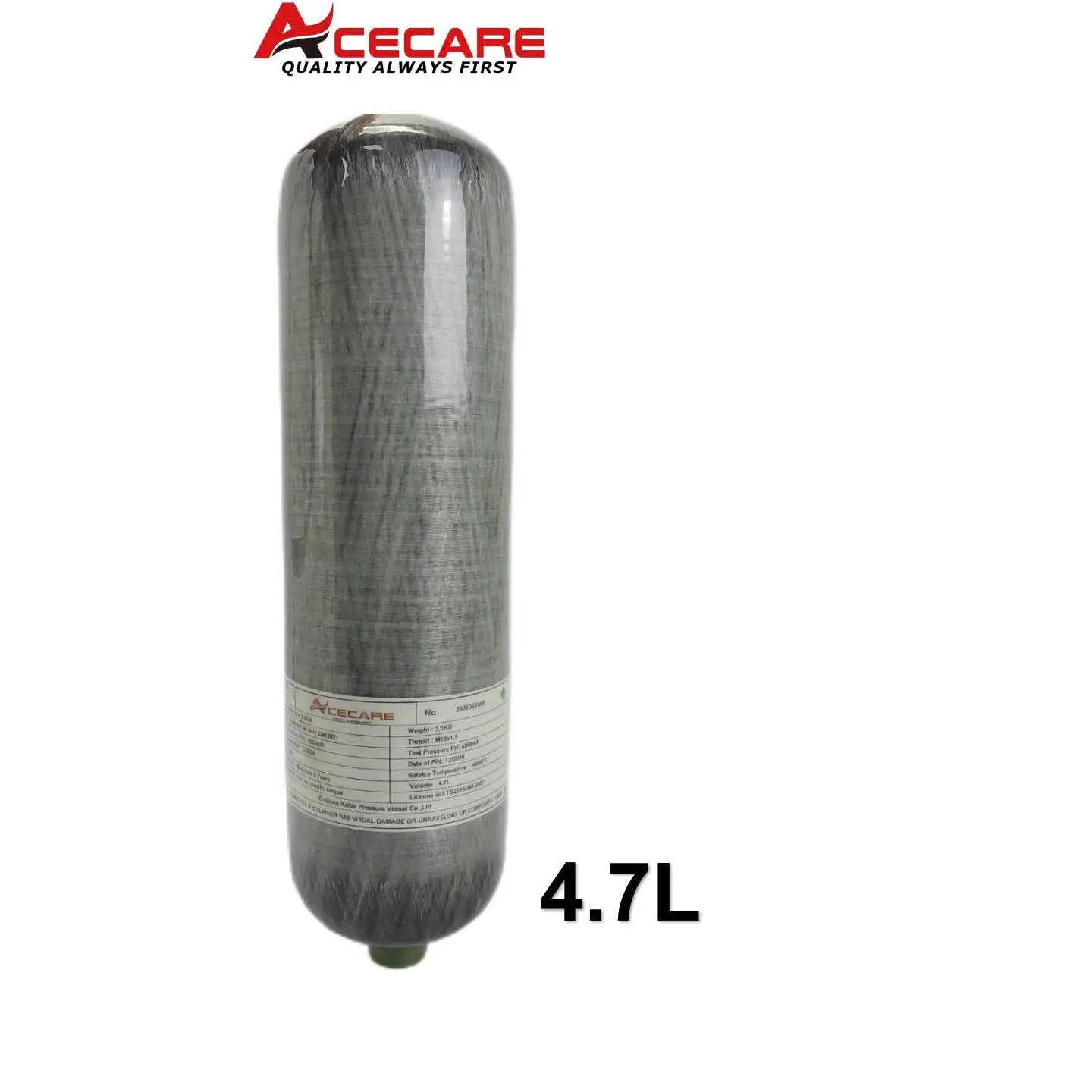 ACECARE 4500psi 300Bar 4.7L Carbon Fiber Cylinder High Pressure Tank Thread M18*1.5 Scuba Diving Fire Safety