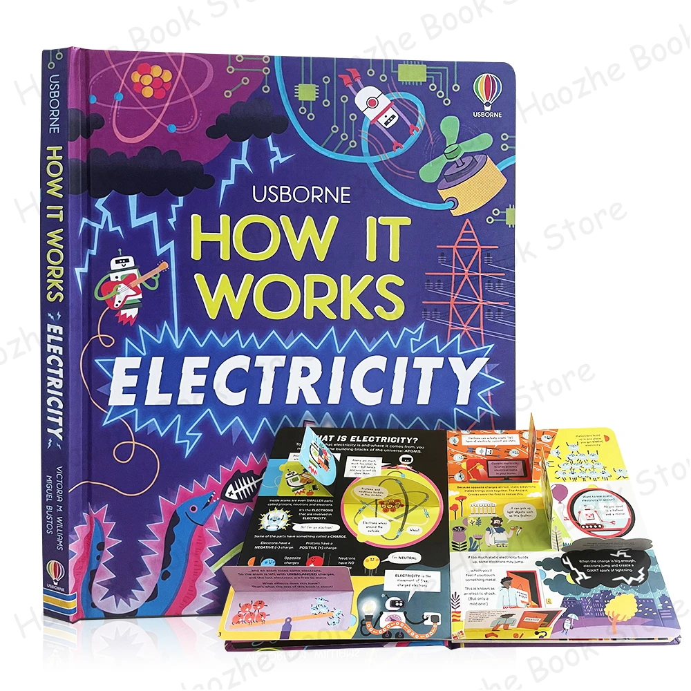 usborne como funciona eletricidade levantar a flap livros de bordo ingles para criancas aprendizagem do conhecimento cientifico presente para criancas 01