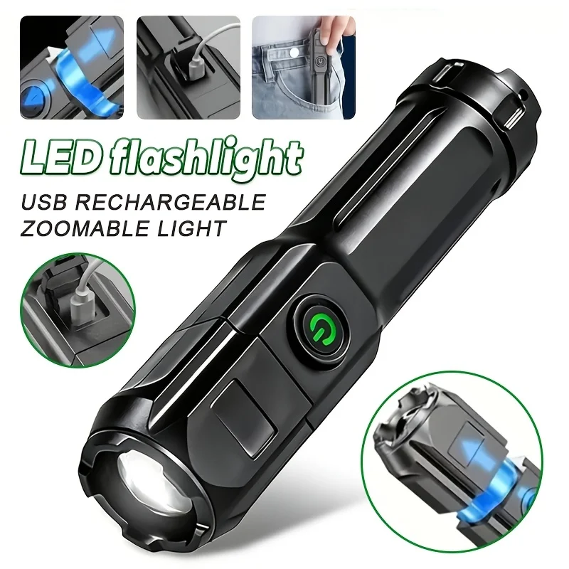 

Powerful LED Flashlight 100000 Lumen Tactical Flashlights Rechargeable USB 18650 Waterproof Zoom Fishing Hunting LED Flashlight