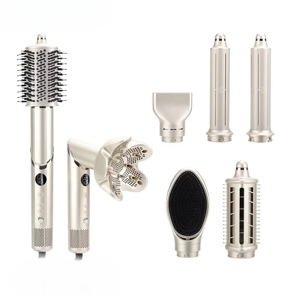 New Model Folding Hair Dryer 8 In 1 High-Speed BLDC Professional Hot Air Brush Multi-Function Replaceable Head Hair Styling Tool