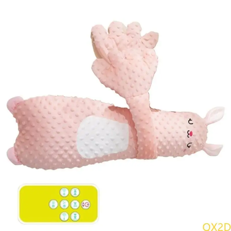 

QX2D Cartoon Baby Exhaust Pillow Anxious Mood Soothing Hand Pacify Doll Toy Comforting Infant with Remote for Restful Sleep