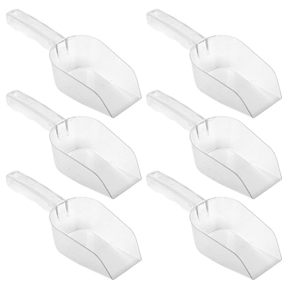 

6pcs Ice Scoop Plastic Food Scoop For Flour Rice French Fries Kitchen Tool Transparent Multi-Use Serving Spoon Bar Restaurant
