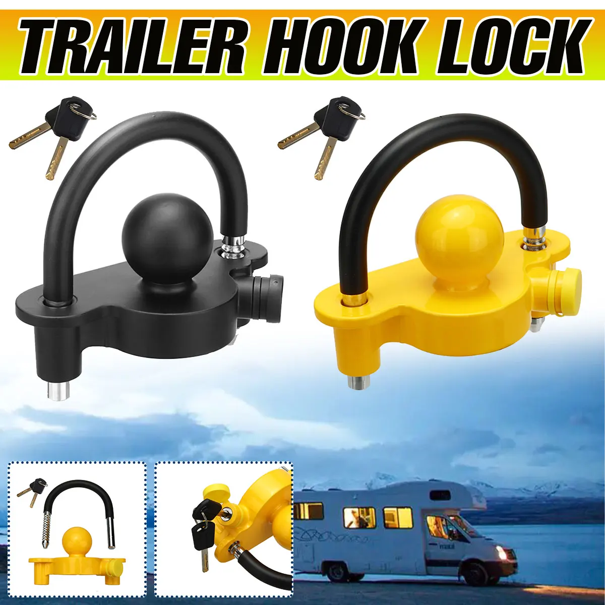 Universal Trailer Coupling Lock Hitch Ball Lock Anti Theft Device For Caravan Tow Rv Car Lock Trailer Accessories