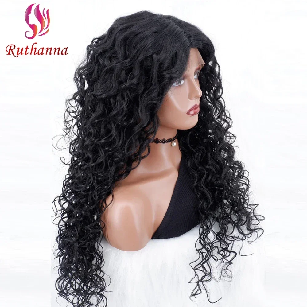 

New Water Wave 13x1 Lace Front Synthetic Long Curly Wig For Women 26 Inch Latin American Roll Baby Hair Black Fashion Wig