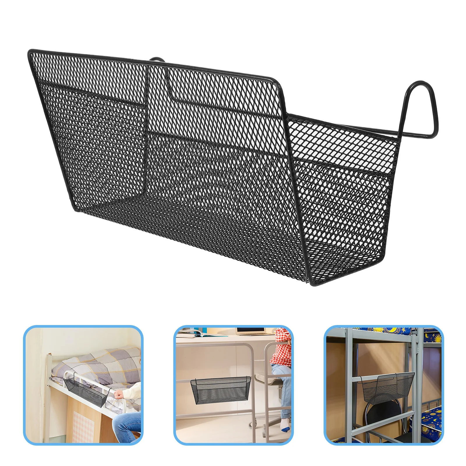 

1pcs Hanging Storage Basket Bedside Metal Organizer Bunk Bed Dormitory Use Loft Accessories Bedroom Essentials Large Capacity No