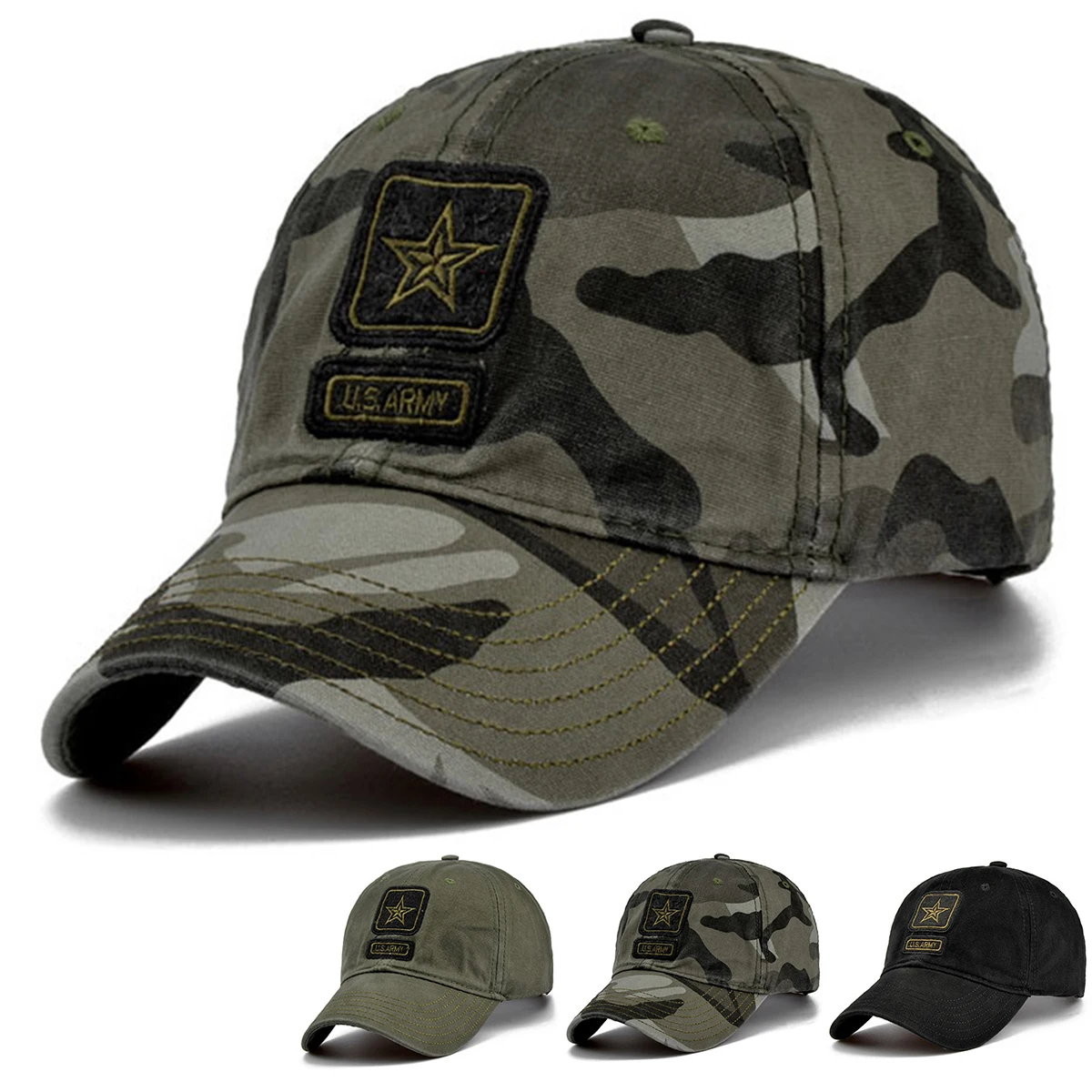 Unisex Pentagramm US ARMY Stickerei Baseball Caps Frühling und Herbst Outdoor Einstellbare Casual Hüte Sonnenschutz Hut Sport Cap – Detail 1