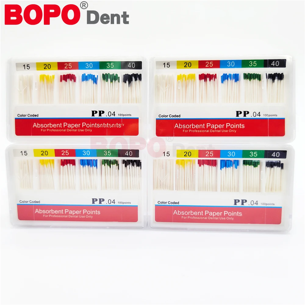 Punti di carta assorbente per materiale dentale per strumenti endodontici 04 Conici 15-40 #   Punte del canale radicolare per strumenti dentali per dentisti