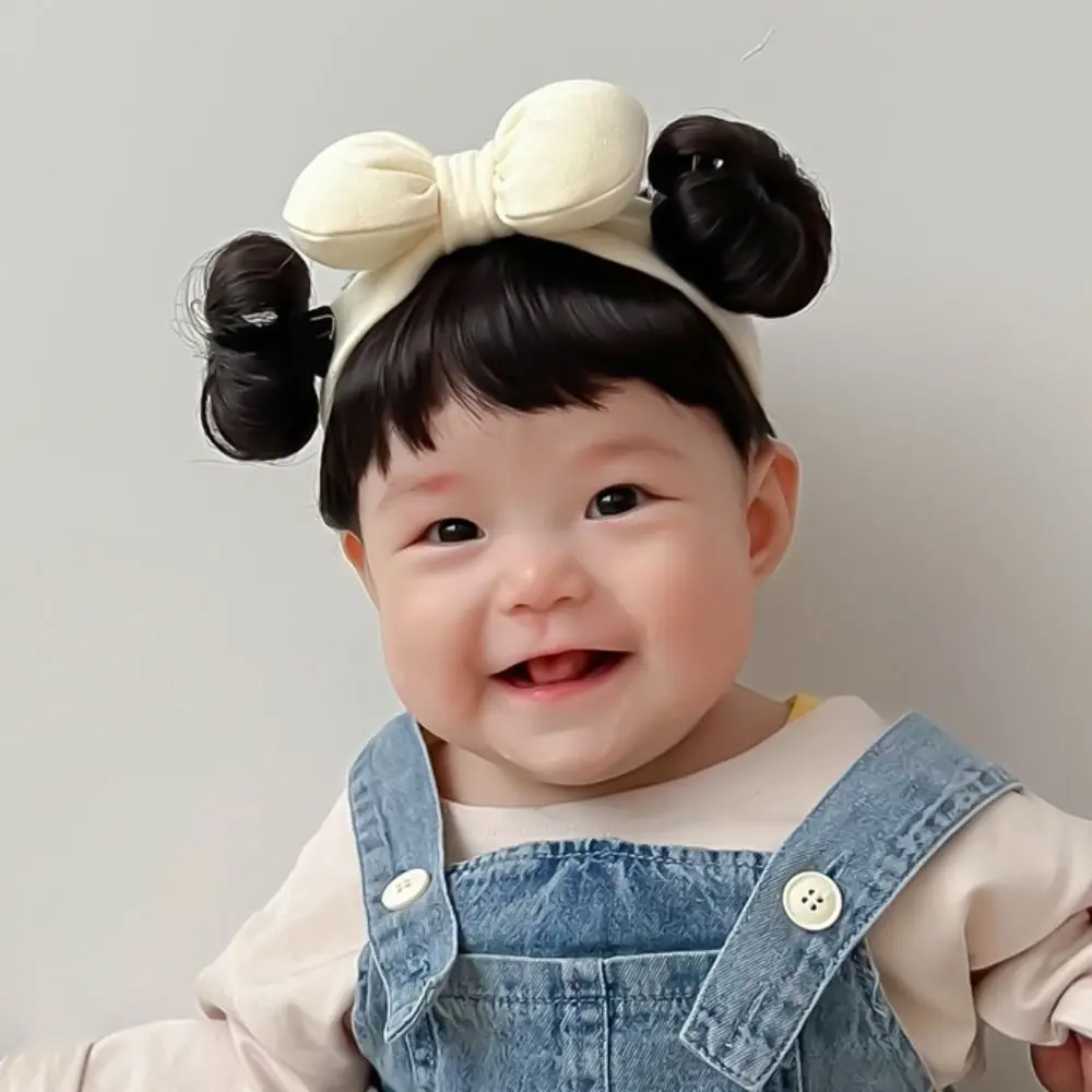 Bowknot Baby Hair Bands Wig Cute Cotton Infant Hairpiece Realistic Breathable Newborn Wig Headband Photography Props