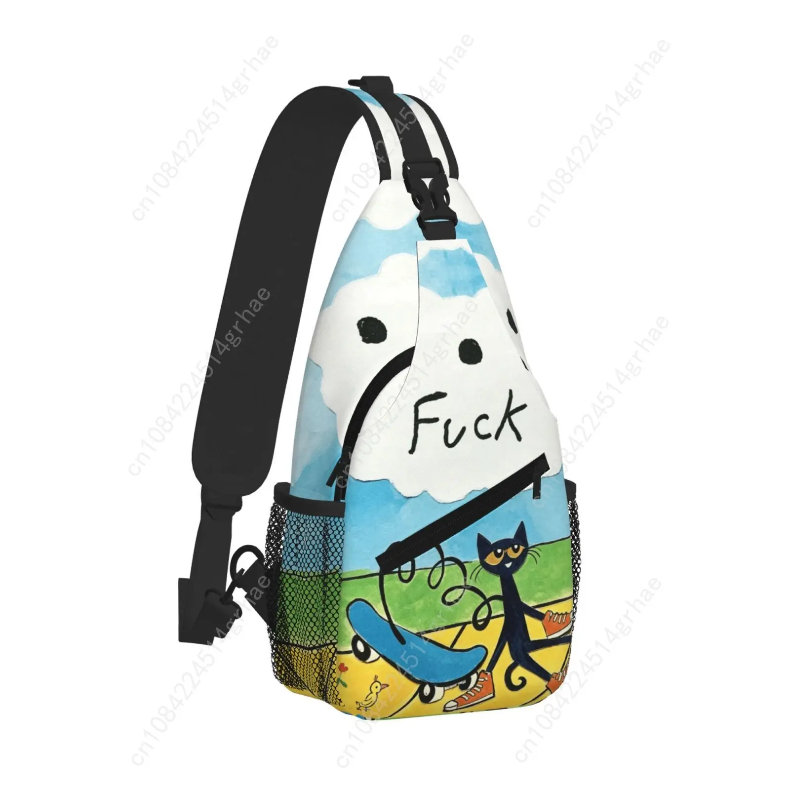 Picture 3: Pete the Cat I Love My White Shoes Sling Bag Chest Crossbody Shoulder Sling Backpack Outdoor Hiking Daypacks Men Women Bags
