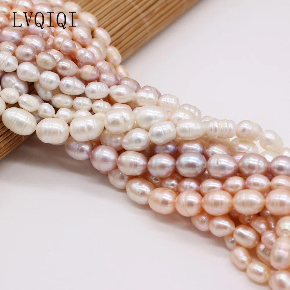 Natural Freshwater Pearl Beads Rice Shape 100% Real Pearls Bead for Jewelry Making DIY Women Bracelet Necklace Earrings