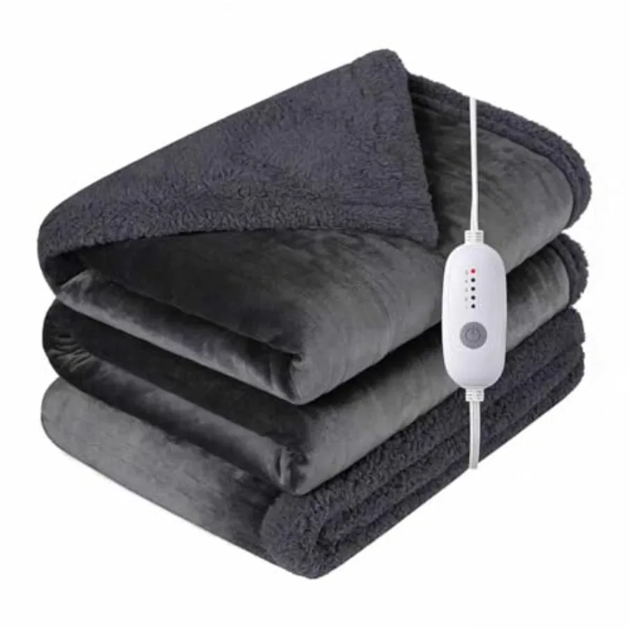 

Electric Heated Blanket Full Size 72" x 84" - 5 Heat Settings and 10H Auto-Off Microplush Flannel and Sherpa Lining Machine Was