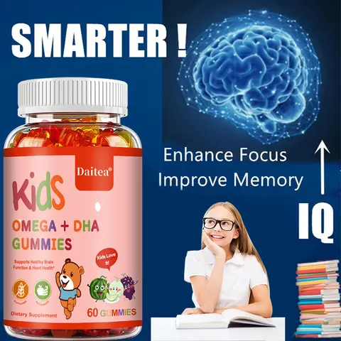 Gomitas OMEGA+DHA para niños - Apoya el cerebro, las articulaciones, el corazón, los ojos y el sistema inmunológico - Contiene Omega 3 6 9 + DHA, vitamina C