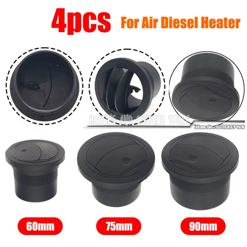 

4Pcs 42/60/75/90mm Parking Diesel Heater Warm Air Vent Duct Pipe Outlet Rotatable Exhaust Joiner Connectorr For Truck VAN Camper