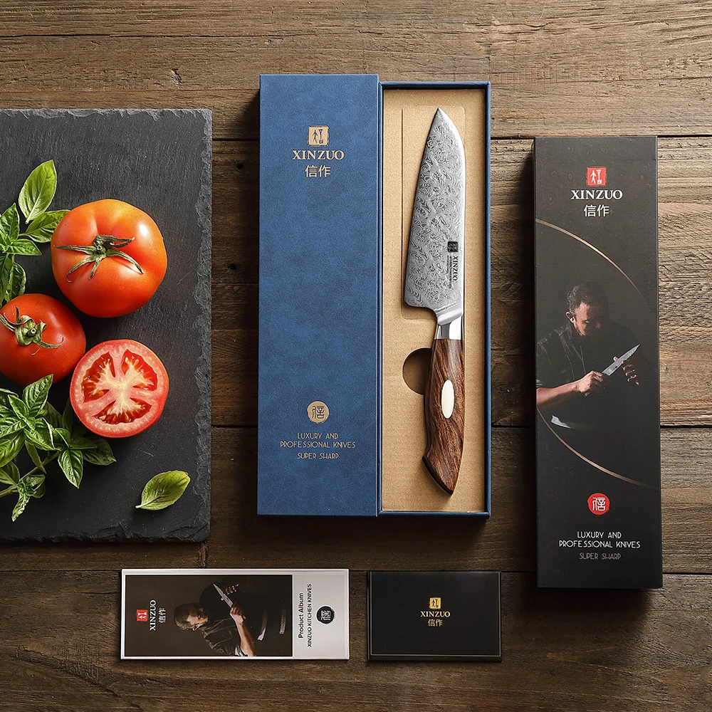 XINZUO Kitchen Knife 5.5'' Santoku Knife Damascus Steel 110-layer Composite Forging Process  Exquisite Packaging Chef's Knife