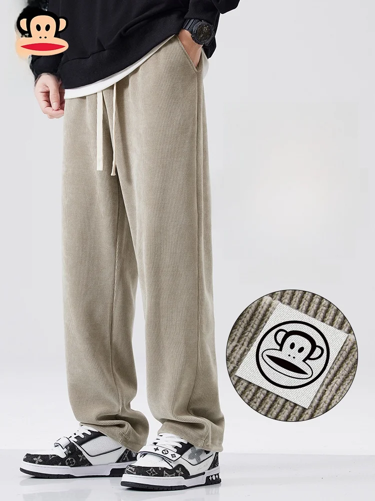 

Мужские вельветовые повседневные брюки Paul Frank, весна 2026, новые американские спортивные штаны, модный бренд, свободный крой, прямые штанины, средняя посадка на талии