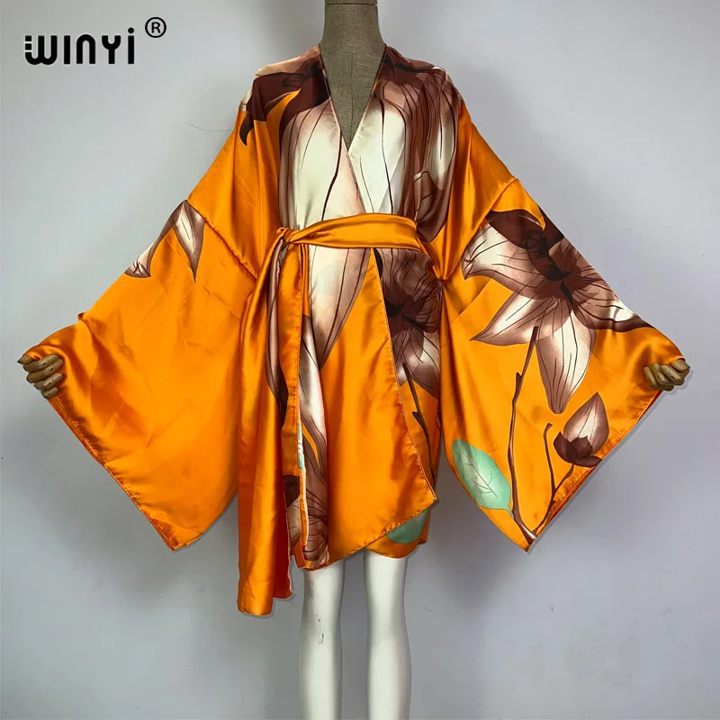 WINYI Africa kimono elegancka kwiatowa boho z nadrukiem boho kaftan dla kobiety elegancki kardigan seksowna plaża strój kąpielowy suknia wieczorowa