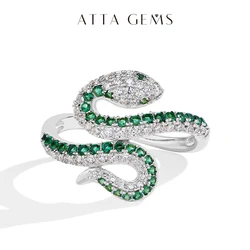 ATTAGEMS Full Moissanite Ring Snake Shaped DVVS1 Color Diamond 925 Sterling Silver For Women Men Wedding Rings Party Certified