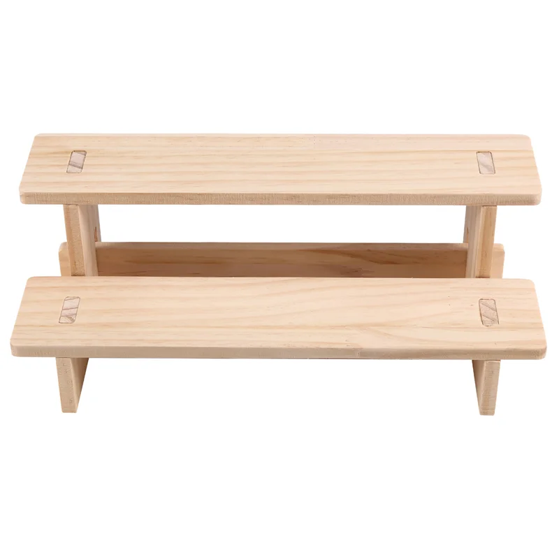 حامل عرض خشبي من ABXF-Two-Story، حامل سطح المكتب للعطور ومستحضرات التجميل، مناسب أيضًا لأدوات المطبخ.